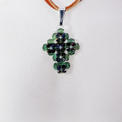 Pendant 30cm - Rusalka-Brown Suede - Pendant 30cm - Laiton argenté